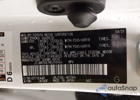 2021 Lexus Gx 460 Premium z USA, uszkodzony, nr VIN JTJAM7BX7M5294966